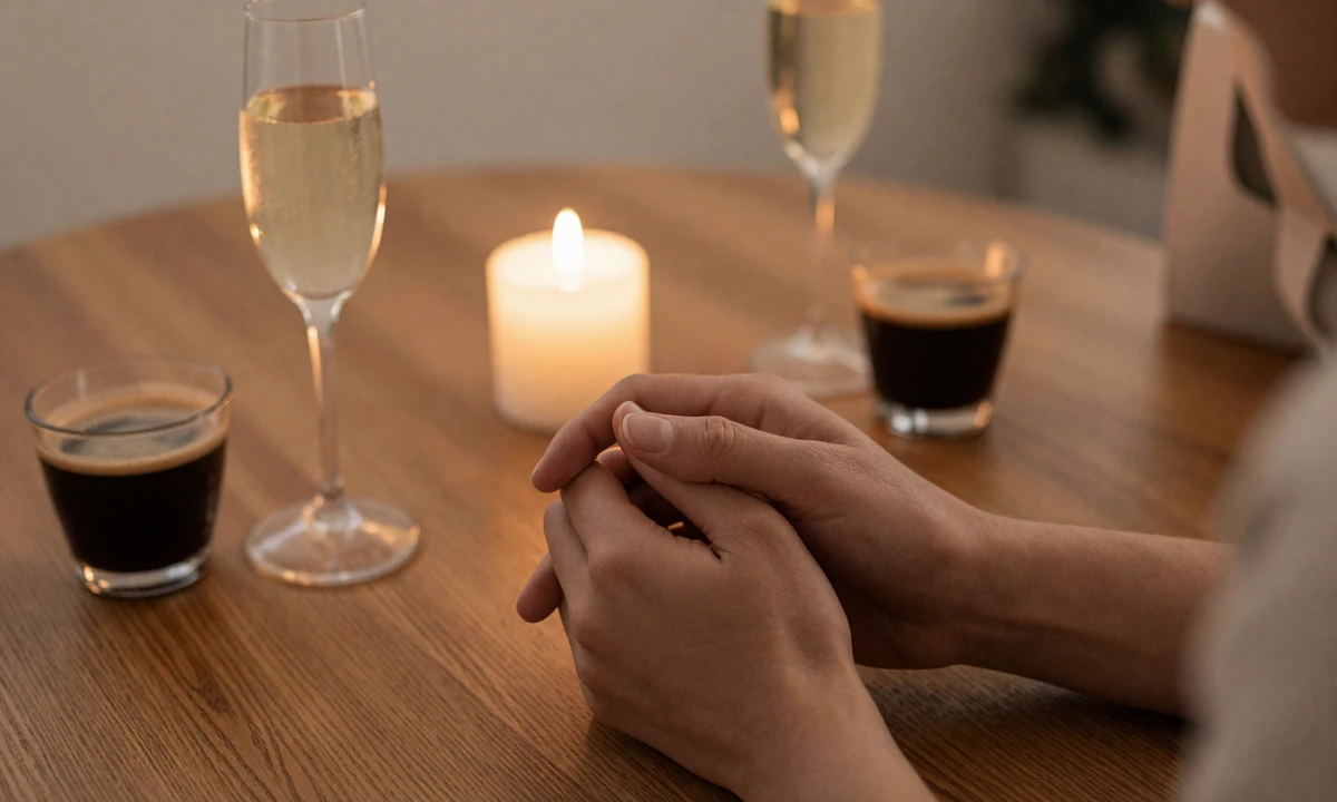 Hands meeting across a candlelit table - the quieter conversation that begins to answer whether size actually matters to women